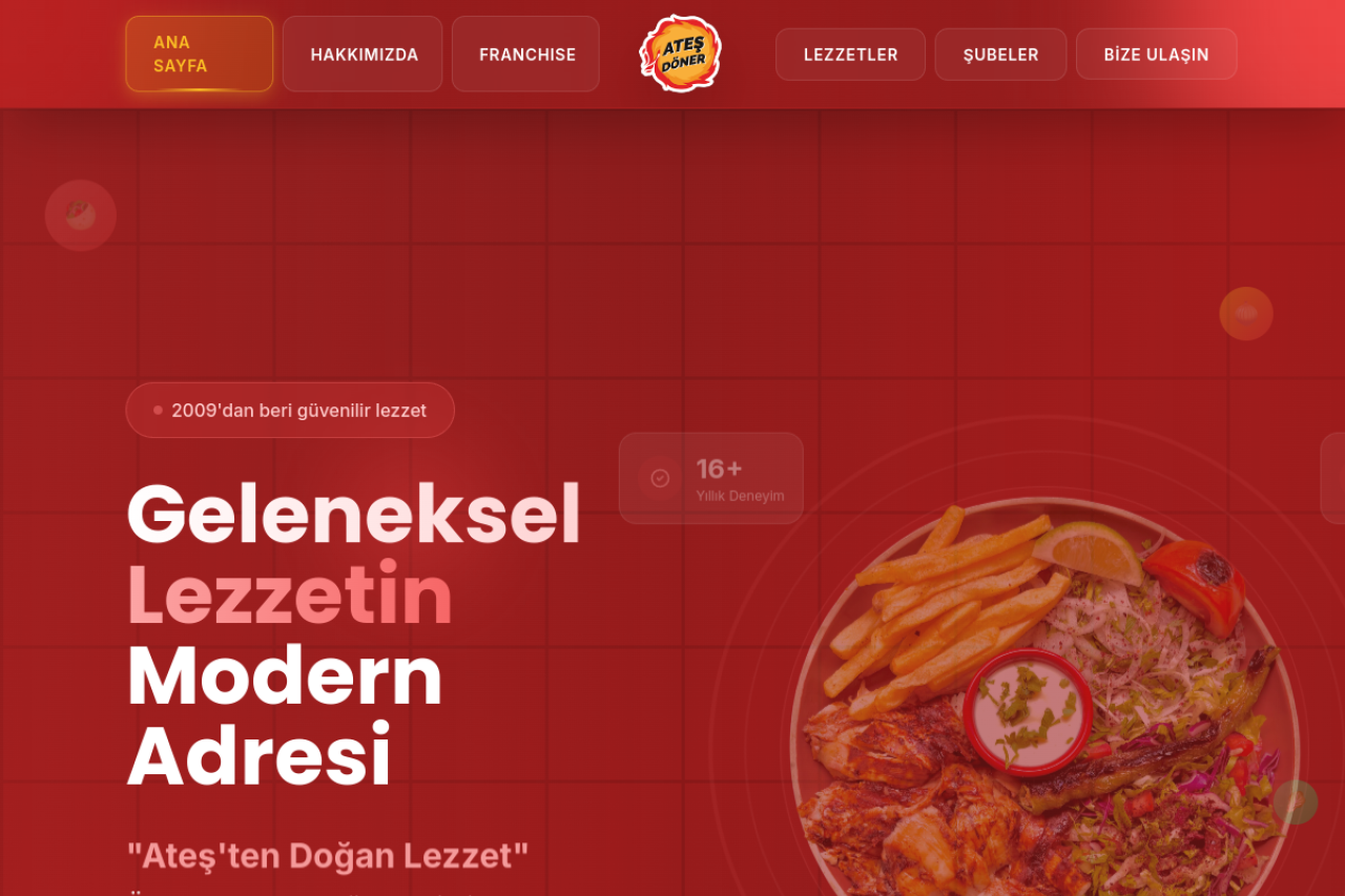 Ateş Döner Kurumsal Web Sitesi ekran görüntüsü
