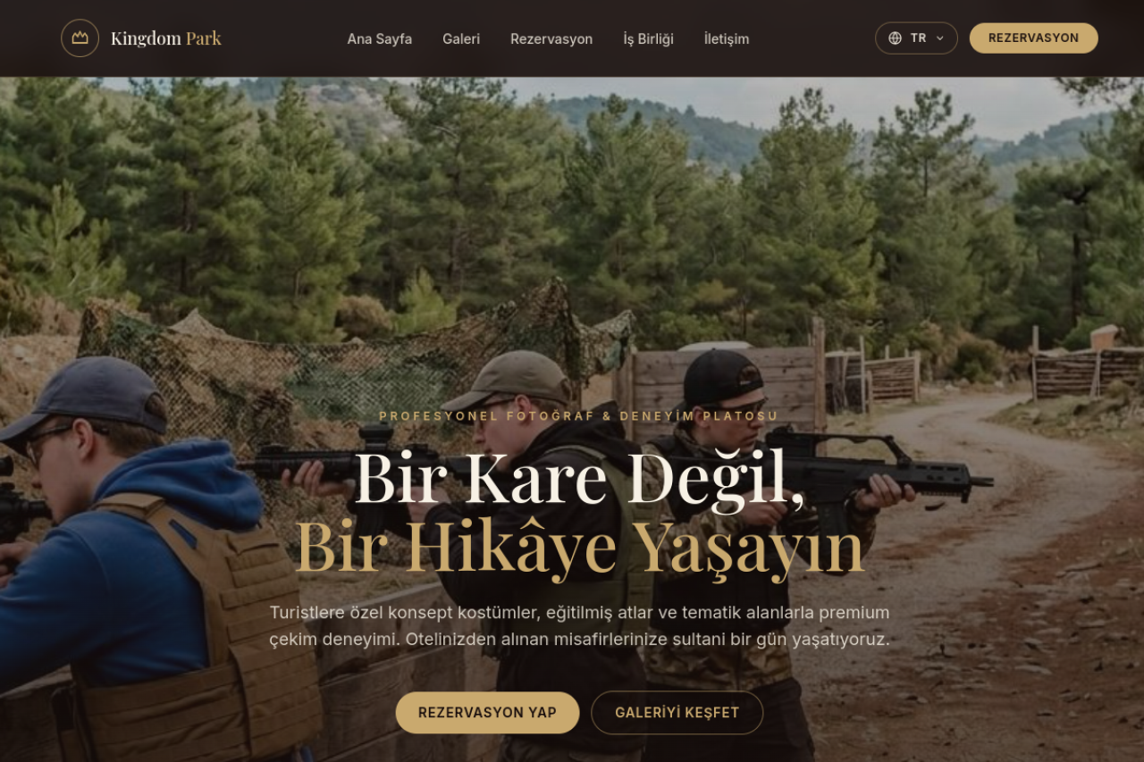Kingdom Park Tanıtım & Rezervasyon Sitesi ekran görüntüsü